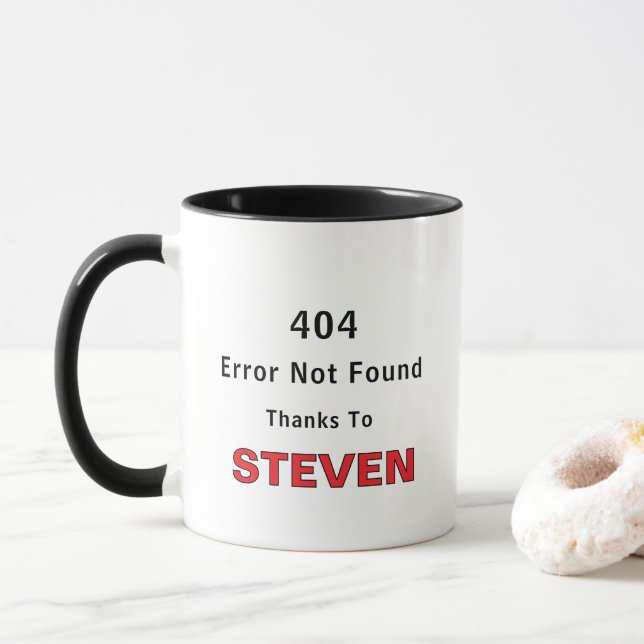 Mug Erreur 404 Non Trouvée Grâce Au Nom Personnalisé (Avec donut)