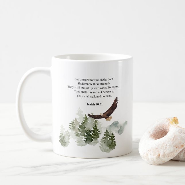 Mug Esaïe 40:31 Monter avec des ailes comme des aigles (Avec donut)