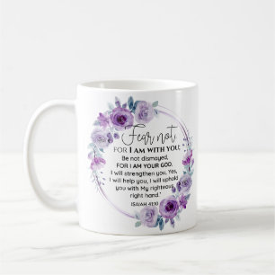 Mug Esaïe 41:10 Crainte non violet Écriture florale
