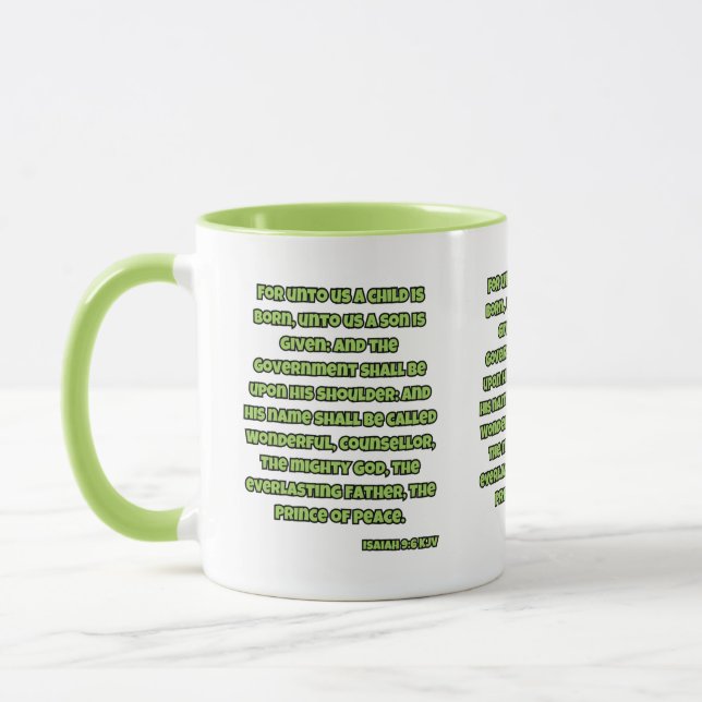 Mug Ésaïe 9:6 KJV Bible Écriture Deux Tons (Gauche)