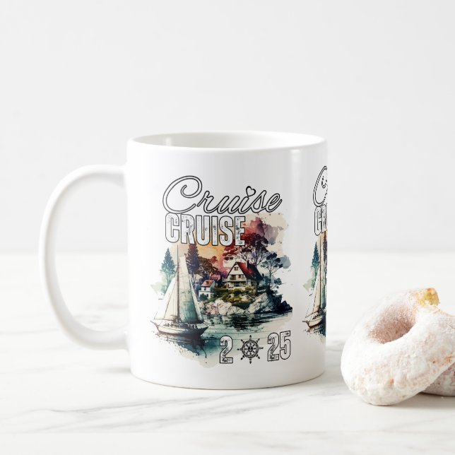 Mug Escadron de croisière 2025 Vacances en famille (Avec donut)