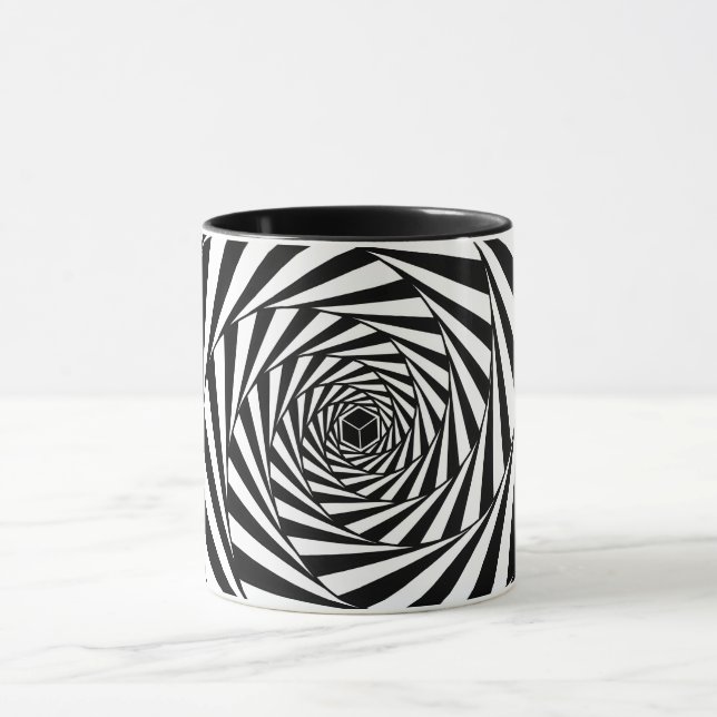 Mug Escalier en spirale tourbillonnant abstrait noir e (Centre)
