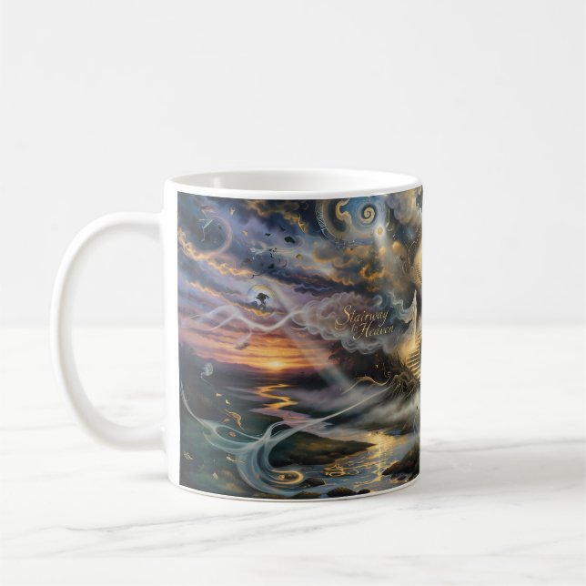 Mug Escalier vers le rêve de la forêt céleste sur un m (Gauche)