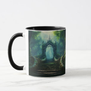 Mug Escaliers vers la porte antique dans la forêt ench
