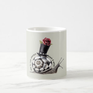 Mug Escargot Rose Rouge Vie Pas Noir & Blanc