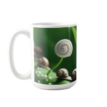 Escargots alignés sur des plantes verts