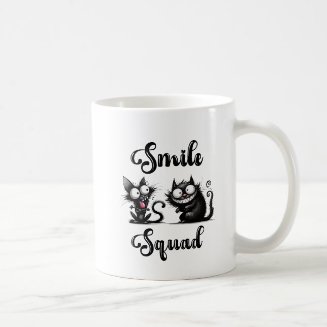 Mug Escouade souriante avec conception de chats amusan (Droite)