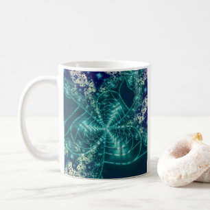Mug Espace Art fractal bleu et blanc