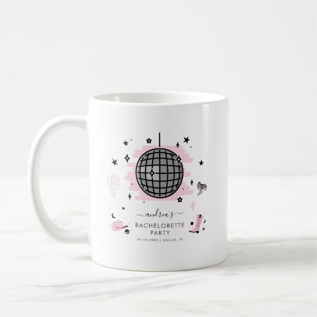 Mug Espace Cowgirl Rose Fête de Bachelorette Disco Rét (Gauche)