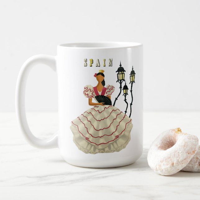 Mug Espagnol danseuse flamenco femme Espagne Travel Ar (Avec donut)
