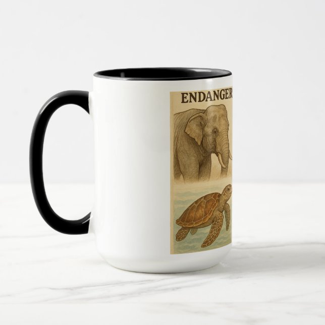 Mug Espèces en péril Illustration Vintage (Gauche)