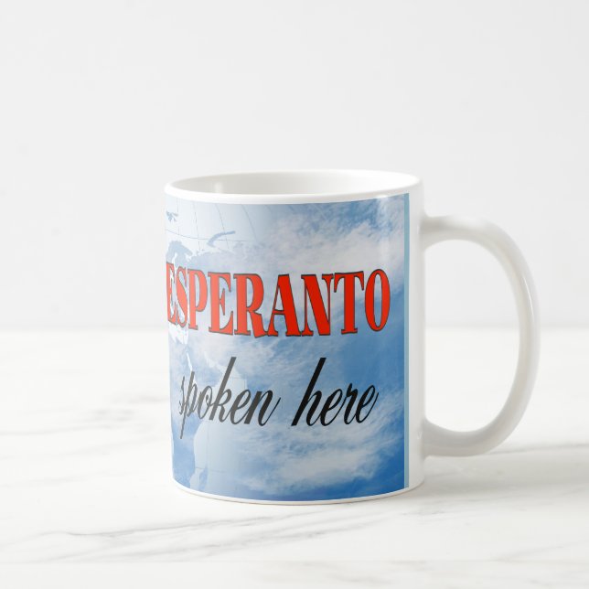 Mug Esperanto a parlé ici terre nuageuse (Droite)