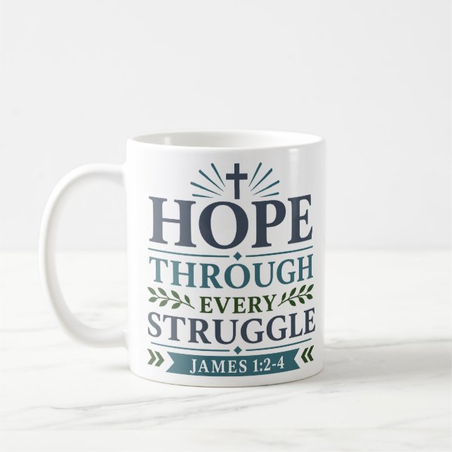 Mug Espoir à travers chaque lutte Citation de foi reli (Gauche)