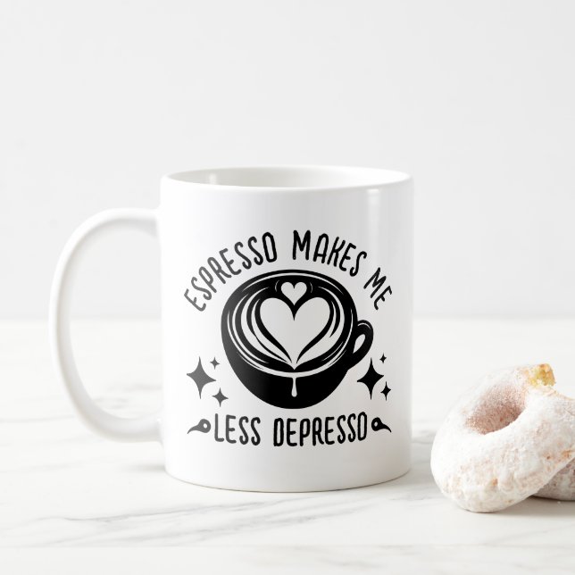 Mug Espresso Me Rend Moins Dépresso Cool Addict Café (Avec donut)