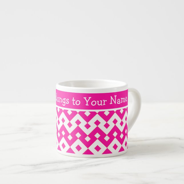 Mug Espresso Personnalisé, Candy rose géométrique (Devant droit)