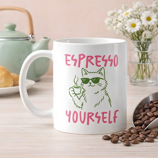 Mug Espresso Yourself Funny Cat Coffee (Créateur téléchargé)