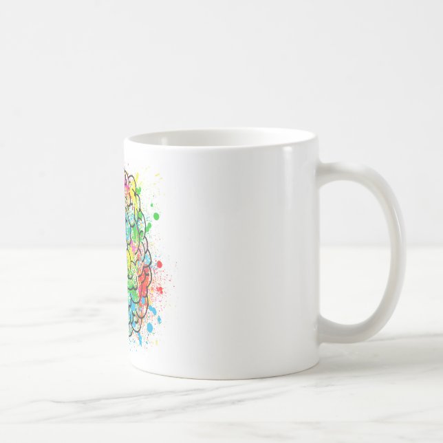 Mug esprit cerveau psychologie idée coeurs (Droite)