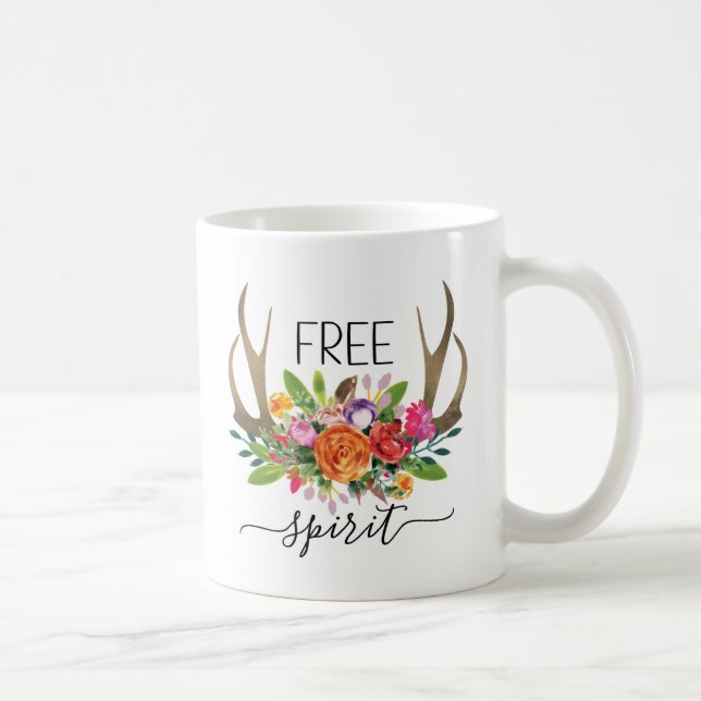 Mug Esprit Libre Moderne Boho Chic Fleurs Andouillers (Droite)