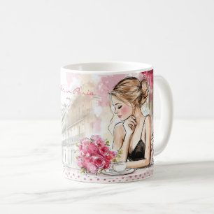 Mug Esquisse d'aquarelle de Paris avec Café pour femme