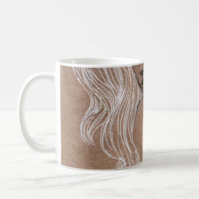 Mug Esquisse de portrait : Illustration de jeune fille (Gauche)