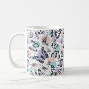 Mug Esquisses colorées de papillons Pastel