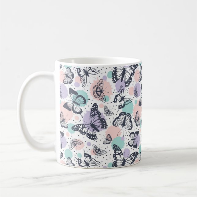 Mug Esquisses colorées de papillons Pastel (Gauche)