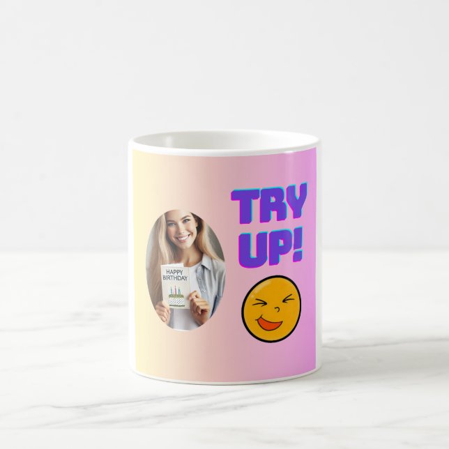 Mug Essaie ! Amusant Emoji Design pour la fête (Centre)