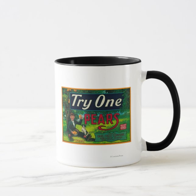 Mug Essayez un Étiquette de fréquence de poires (Droite)