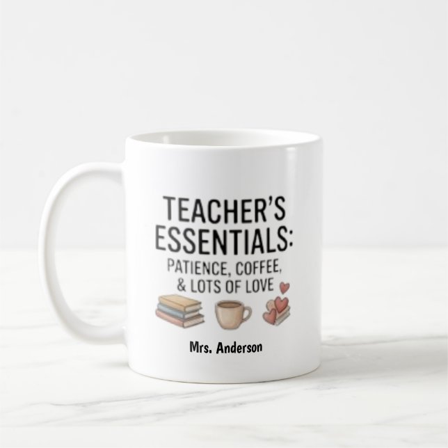 Mug Essentiels pour Enseignants Patience Café Amour Pe (Gauche)