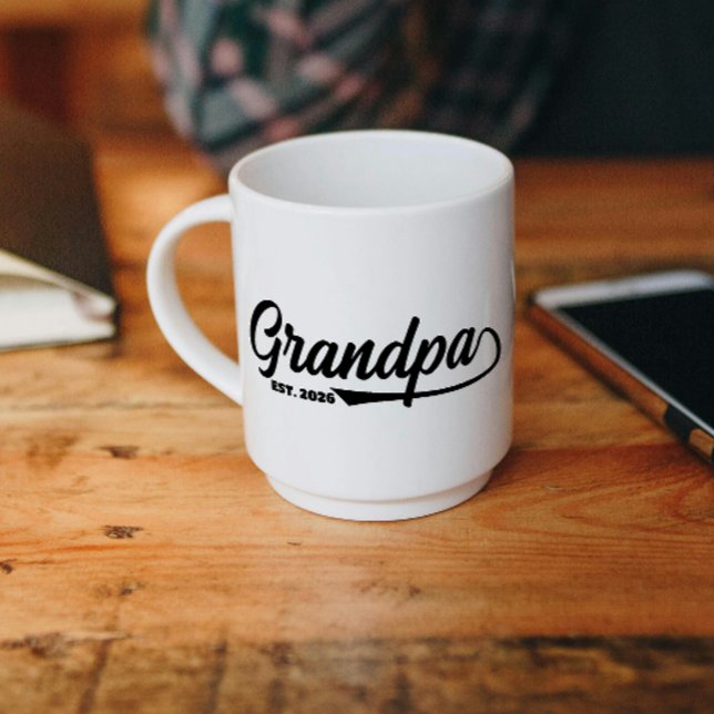 Mug Established New Grandpa Est date Typography  (new grandpa mugs grandfather for him typography papa pregnancy script grandparent gifts ideas)