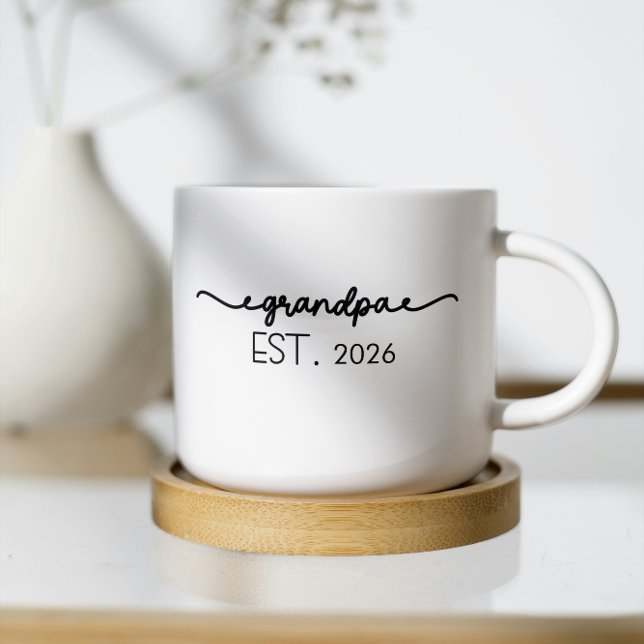 Mug Established New Grandpa Est date Typography  (new grandpa mugs promoted to grandpa pregnancy reveal grandparent for him first time granddad est)