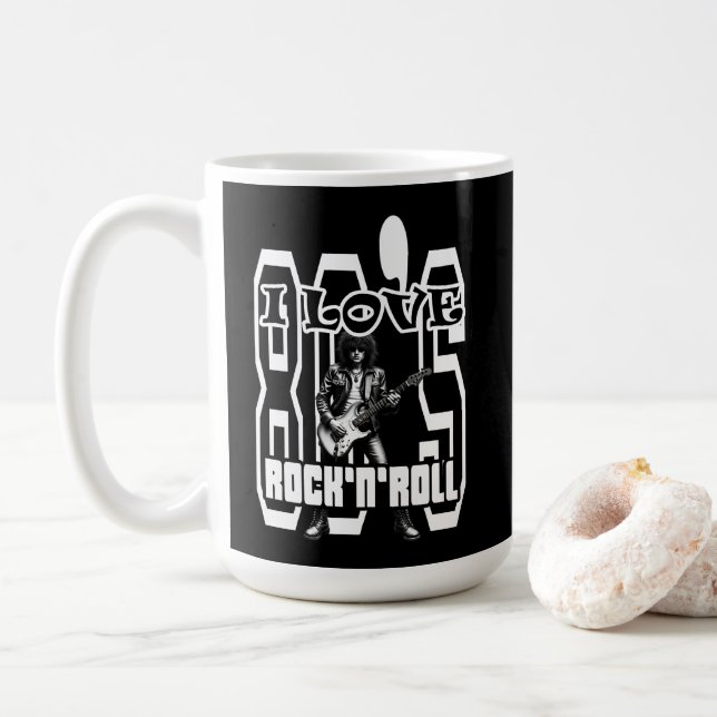 Mug Estampa Rock - I Love 80s Rock’n’Roll – Caneca (Avec donut)