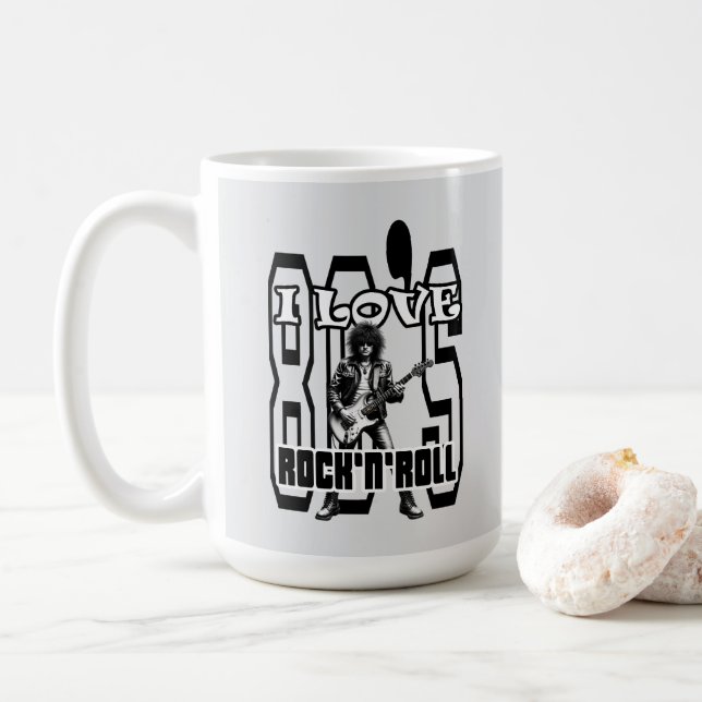 Mug Estampa Rock - I Love 80s Rock’n’Roll – Caneca (Avec donut)