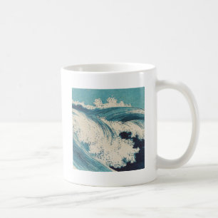 Mug Estampe antique japonaise sur bois Vagues bleues d