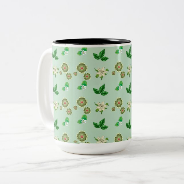 Mug esthétique botanique - Coupe de café floral ve (Devant gauche)
