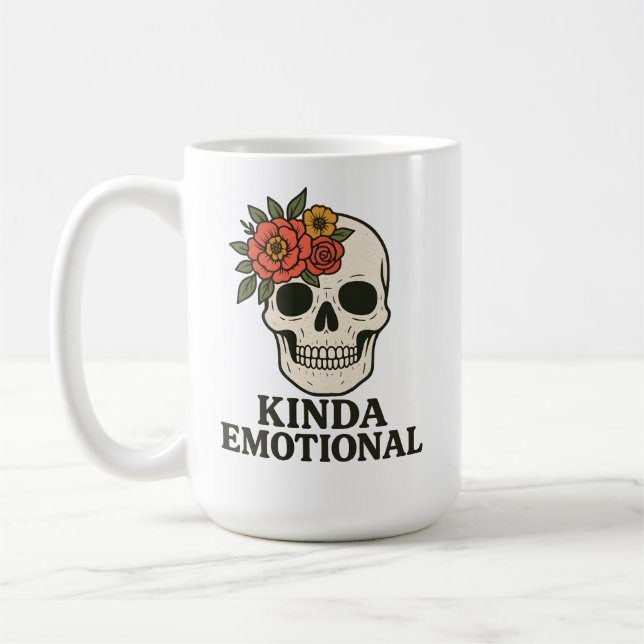 Mug Esthétique de crâne floral avec une touche émotion (Gauche)