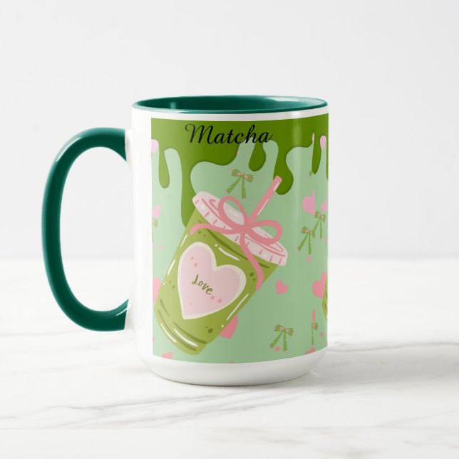 Mug Esthétique du café glacé au matcha Kawaii - J'ador (Gauche)