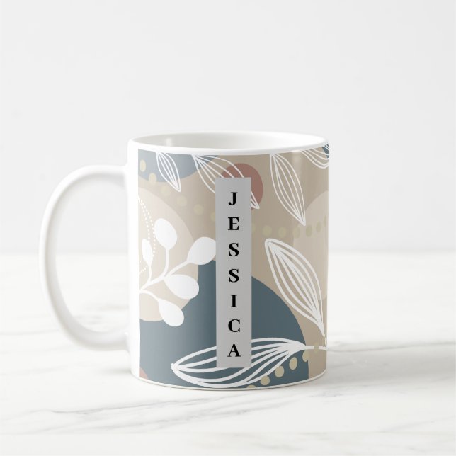 Mug Esthétique Pastel Vert foncé Leaf (Gauche)