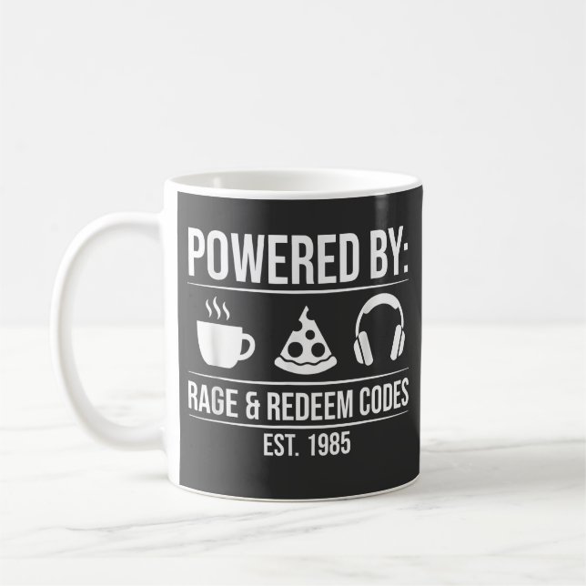 Mug Esthétique Rétro Drôle : Alimenté par la Rage, Cod (Gauche)