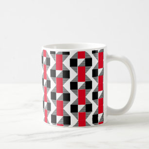 Mug esthétique rouge et noir classique couleur géométr