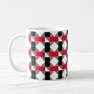 Mug esthétique rouge et noir motif géométrique moderne