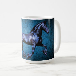 Mug Étalon noir frison/beauté noire, bleu de cheval
