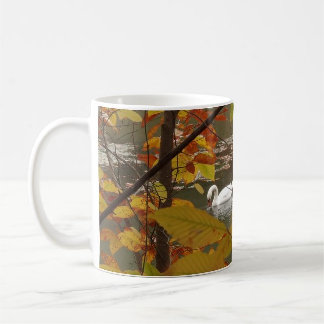 Mug Étang d'automne avec cygne (Gauche)