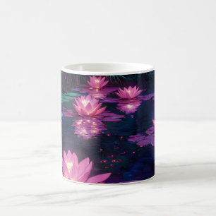 Mug Étang de lotus rose de la nature zen de minuit