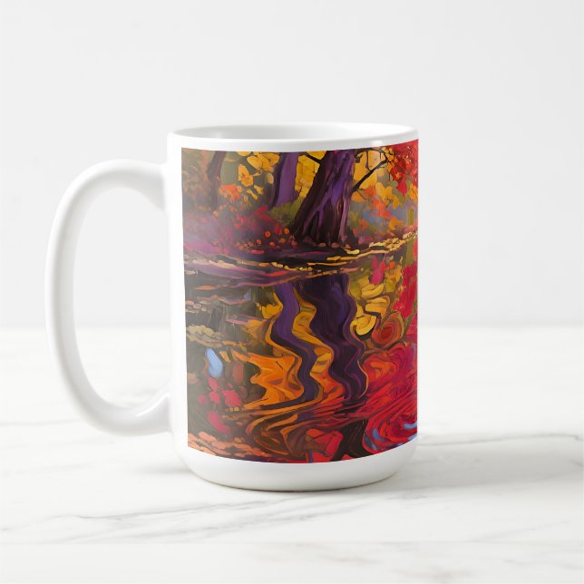 Mug Étang de réflexion automnal Impressionniste (Gauche)