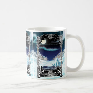 Mug Étang d'ours polaire hivernal avec aurore boréale