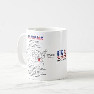 Mug État américain de l'Alabama sur une carte et infor