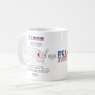 Mug Etat américain de l'Illinois sur une carte et des 