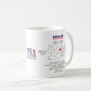 Mug Etat américain de l'Iowa sur une carte et des info