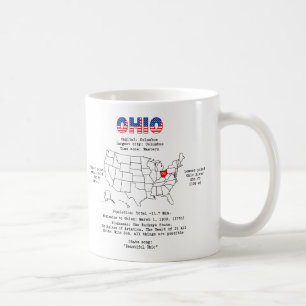 Mug Etat américain de l'Ohio sur une carte et des info